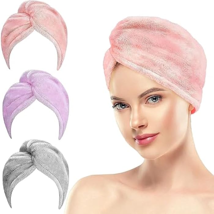 Microfiber hair towel, hair turbans for wet hair, curly hair, hair drying towel multicolor - Image 2
